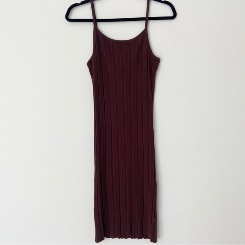 House of Harlow 1960 Revolve Ribbed Brown Knee Length Dress Bodycon Knit